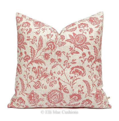 Cabbages and Roses Provence Toile Raspberry Designer Fabric Cushion Pillow Cover