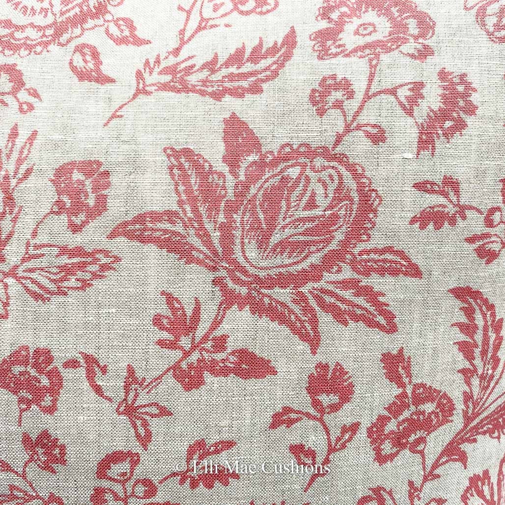 Cabbages and Roses Provence Toile Raspberry Designer Fabric Cushion Pillow Cover