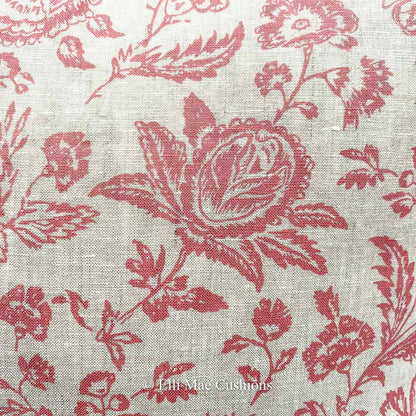 Cabbages and Roses Provence Toile Raspberry Designer Fabric Cushion Pillow Cover