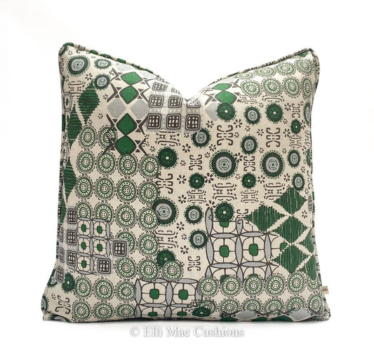 Martyn Lawrence Halcyon Luxury Designer Modern Green Beige Fabric Cushion Pillow Throw Cover