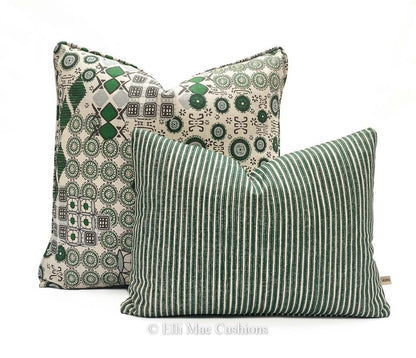 Martyn Lawrence Halcyon Luxury Designer Modern Green Beige Fabric Cushion Pillow Throw Cover