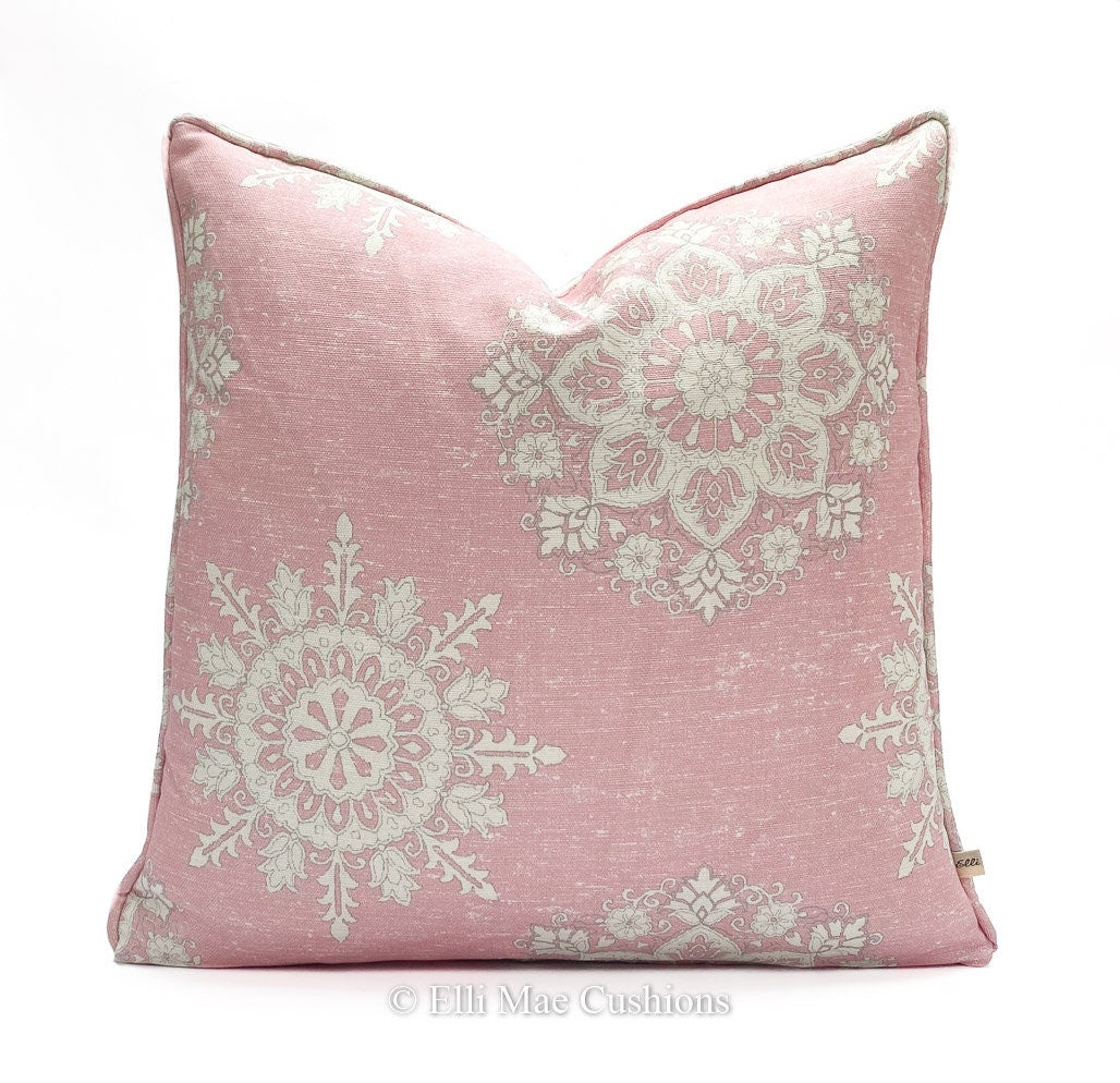 Luxury Designer Elanbach Marta Rose Contemporary Pink Grey Cushion Pillow Throw Cover