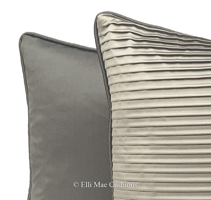 Andrew Martin Luxury Designer Contemporary Grey Pleated Fabric Cushion Sofa Pillow Cover