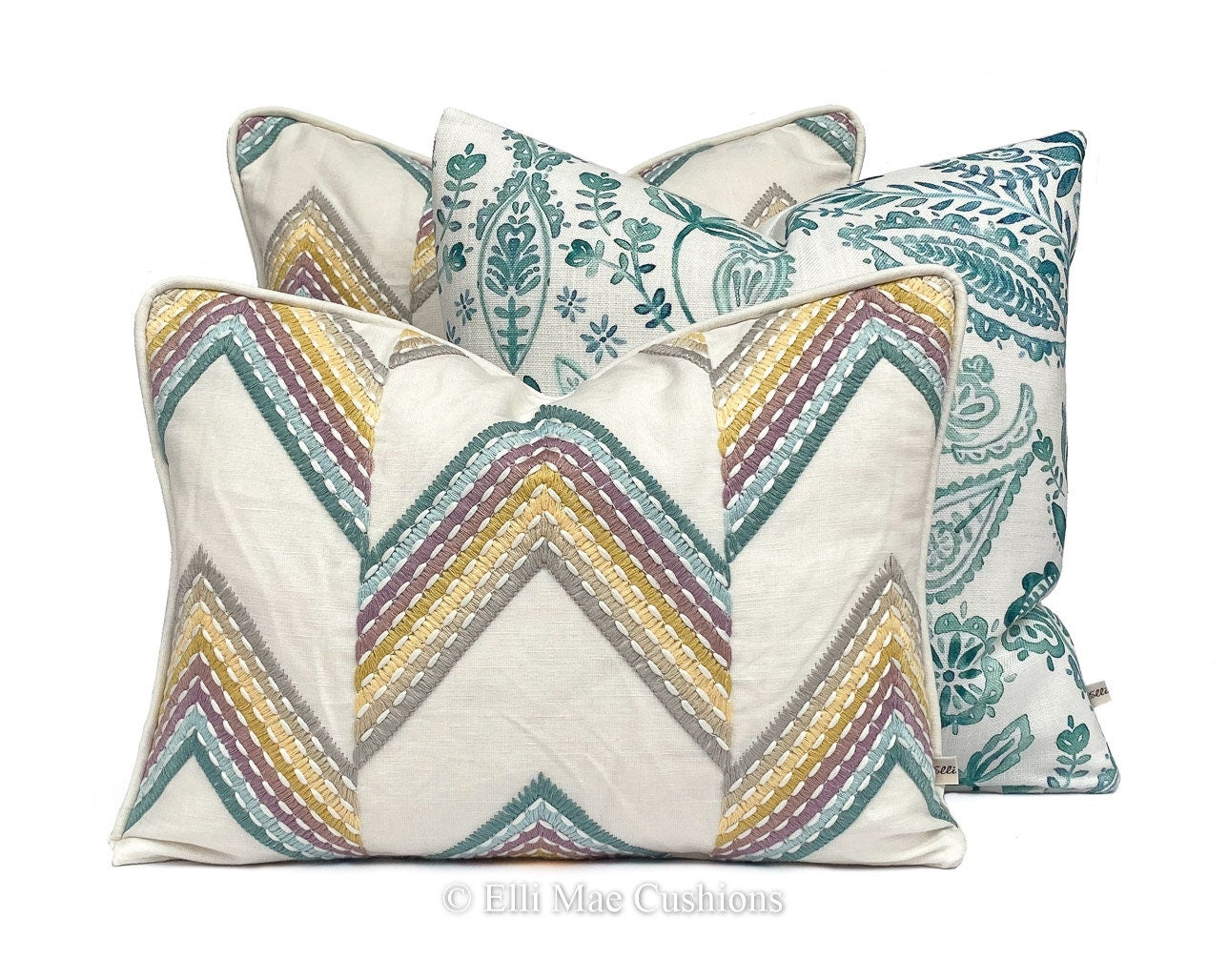 Bluebellgray Luxury Designer Aria Teal Floral Cushion Pillow Throw Cover