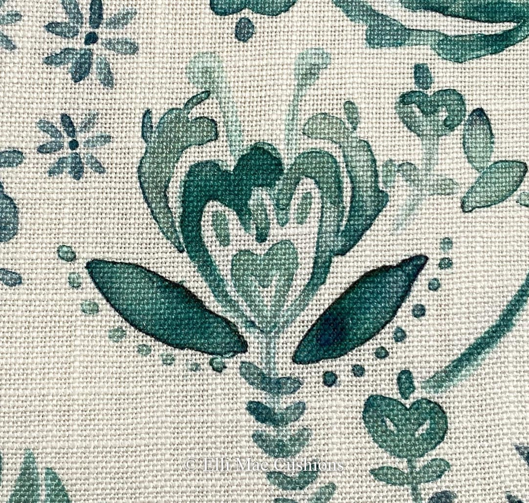 Bluebellgray Luxury Designer Aria Teal Floral Cushion Pillow Throw Cover