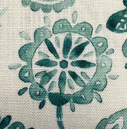 Bluebellgray Luxury Designer Aria Teal Floral Cushion Pillow Throw Cover