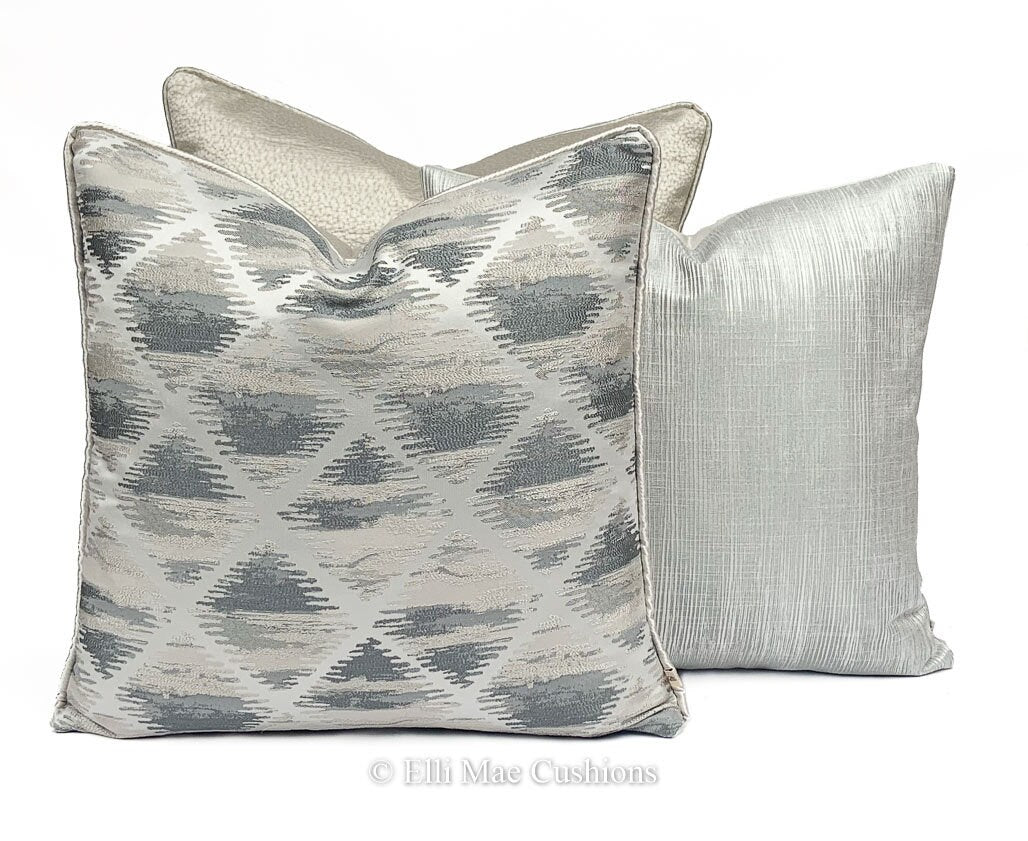 Luxury Designer Silver Contemporary Plain Weave Fabric Cushion Cover Pillow