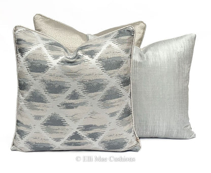 Luxury Designer Silver Contemporary Plain Weave Fabric Cushion Cover Pillow