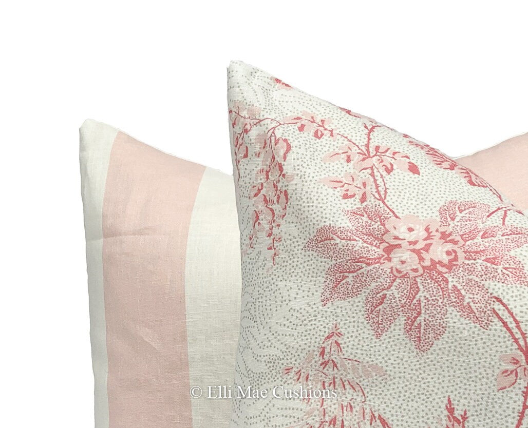 Luxury Designer Cabbages and Roses Charlotte Red Pink Cushion Pillow Cover