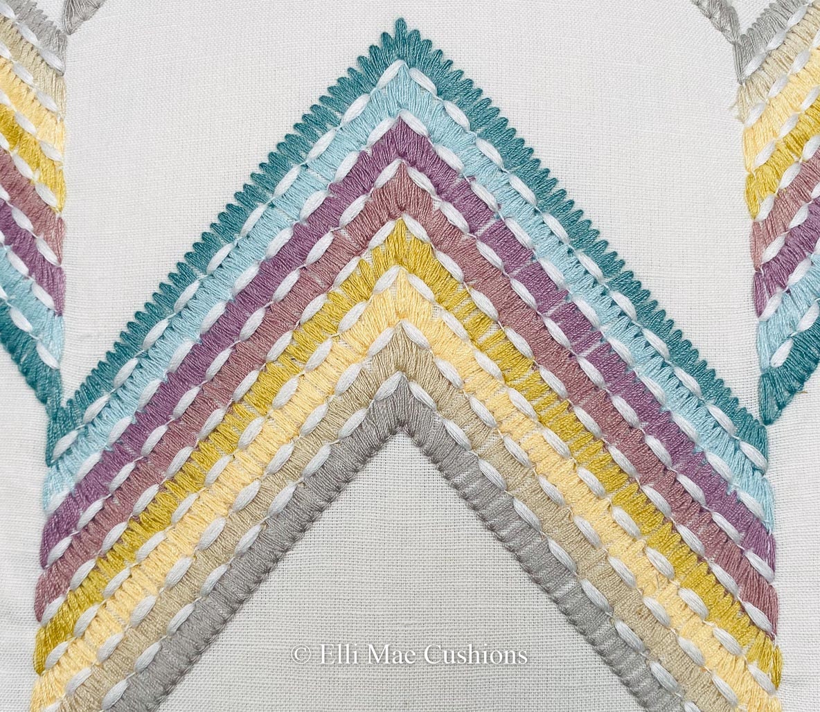 Luxury Designer Chevron Zig Zag Embroidered Green Yellow Cushion Pillow Cover