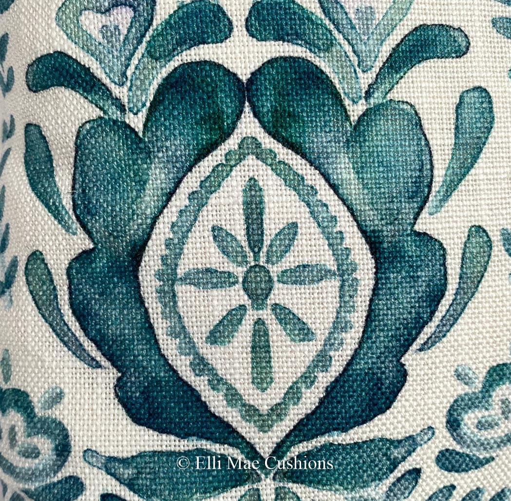 Bluebellgray Luxury Designer Aria Teal Floral Cushion Pillow Throw Cover