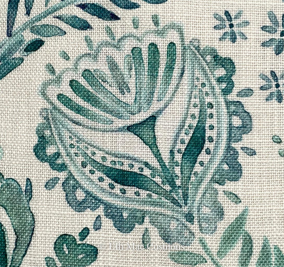 Bluebellgray Luxury Designer Aria Teal Floral Cushion Pillow Throw Cover