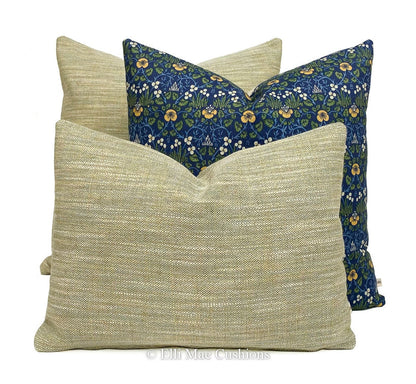 William Morris Luxury Designer Vintage Eye Bright Blue Floral Designer Cushion Cover