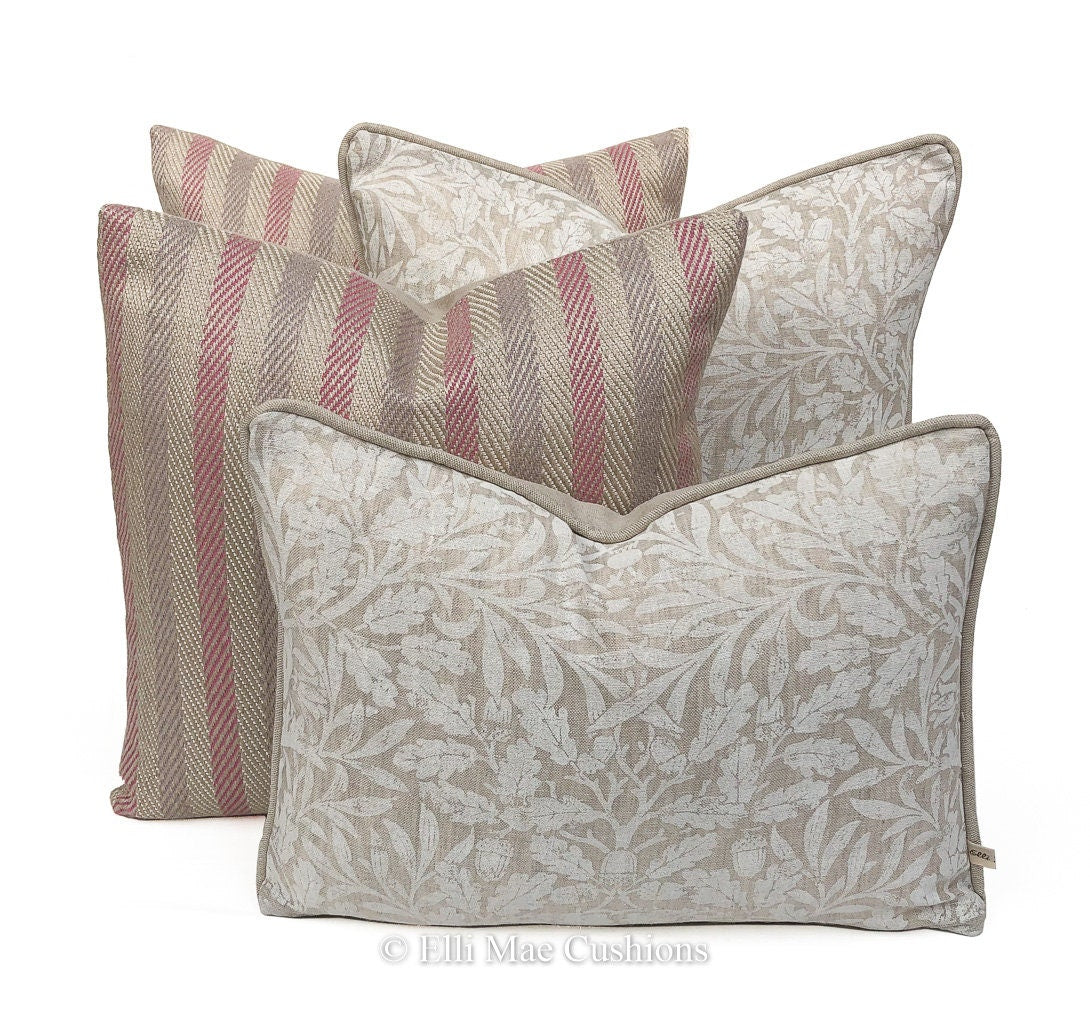 Luxury Designer Herringbone Pink Lilac Stripe Cushion Pillow Throw Cover
