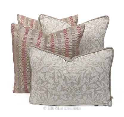 Luxury Designer Herringbone Pink Lilac Stripe Cushion Pillow Throw Cover
