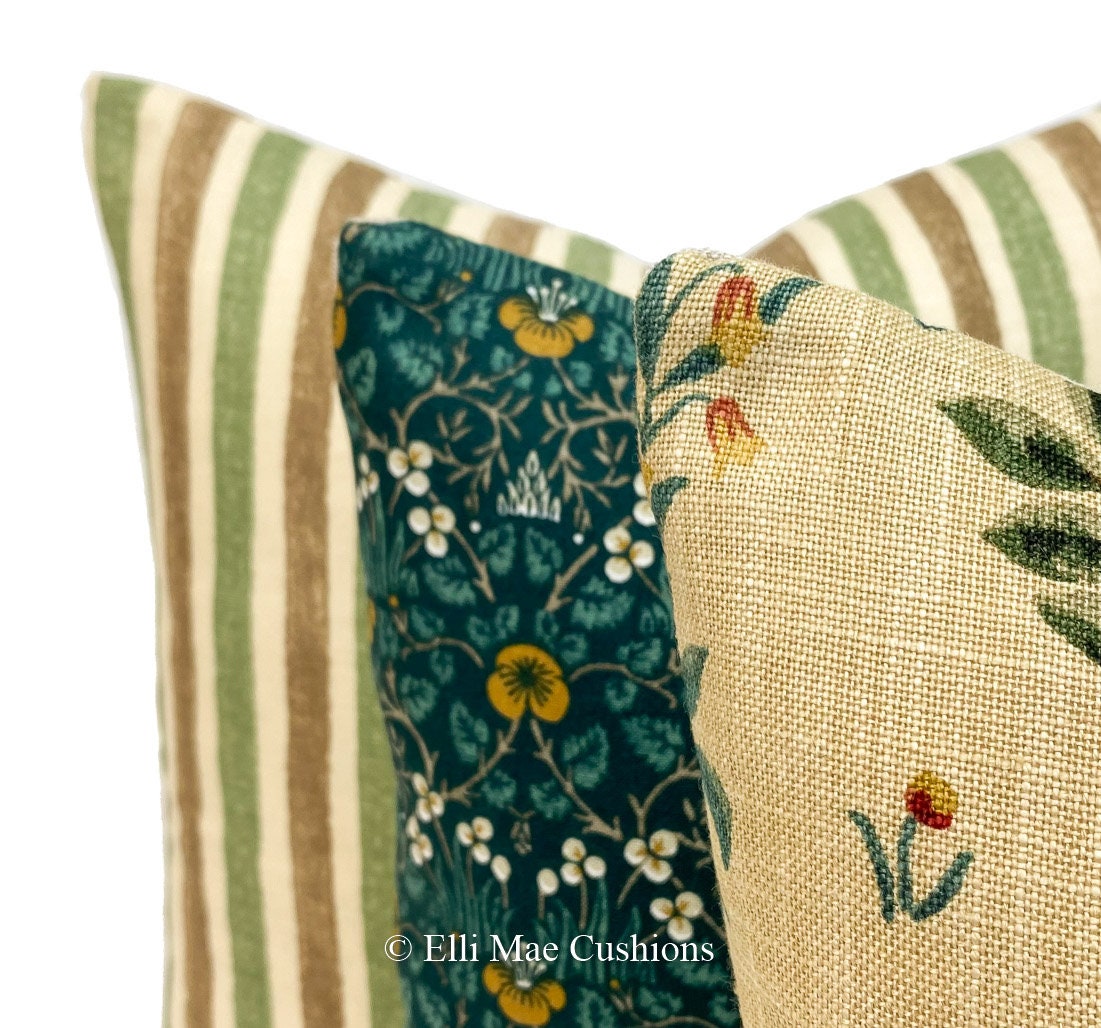 William Morris Orchard Green Blue Fabric Vintage Designer Cushion Pillow Cover