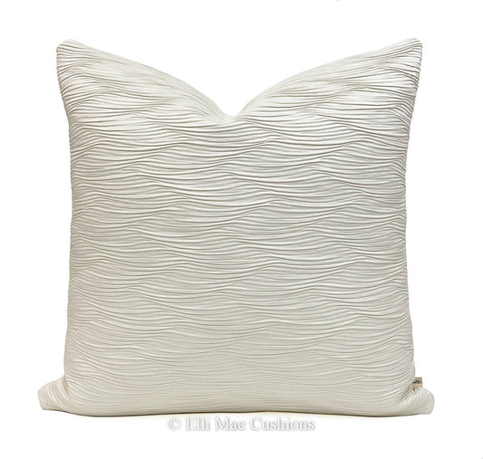 Luxury Designer Textured Contemporary Cream Satin Cushion Sofa Pillow Cover