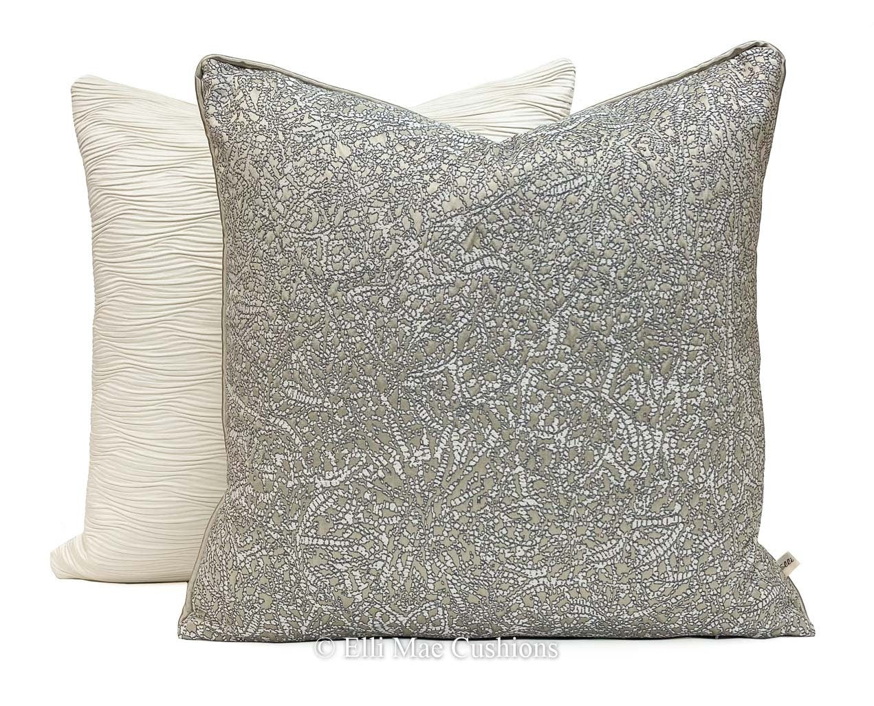 Luxury Designer Textured Contemporary Cream Satin Cushion Sofa Pillow Cover