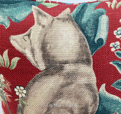 William Morris Luxury Vintage Forest Fox Red Linen Cushion Pillow Cover