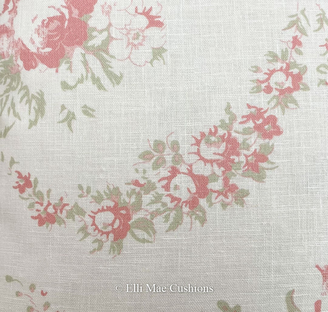 Cabbages and Roses Luxury Vintage Bees Pink White Designer Cushion Pillow Cover