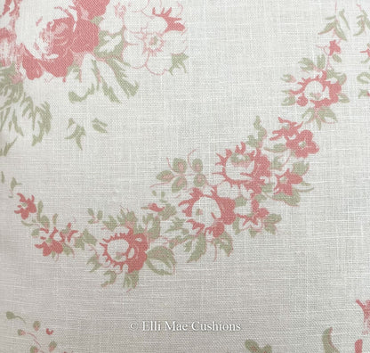 Cabbages and Roses Luxury Vintage Bees Pink White Designer Cushion Pillow Cover