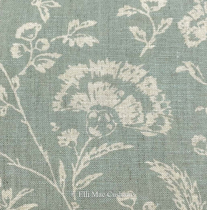 Cabbages and Roses French Toile Teal Vintage Linen Designer Sofa Throw Cushion Pillow Cover
