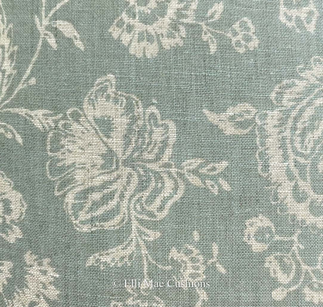Cabbages and Roses French Toile Teal Vintage Linen Designer Sofa Throw Cushion Pillow Cover