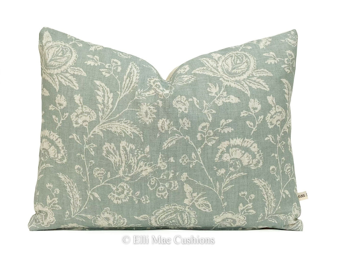 Cabbages and Roses French Toile Teal Vintage Linen Designer Sofa Throw Cushion Pillow Cover