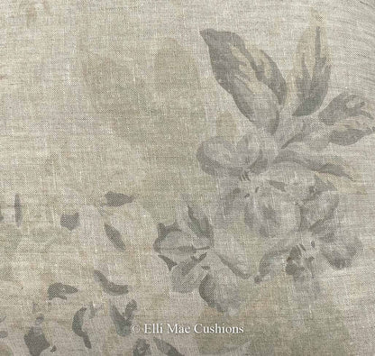Cabbages and Roses Mary Vintage Designer Linen Fabric Pale Blue Sage Green Cushion Pillow Cover