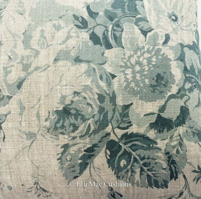 Cabbages and Roses Constance Luxury Designer Linen Teal Shabby Chic Cushion Cover