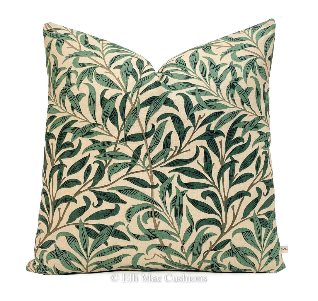 William Morris Designer Fabric Willow Bough Green Luxury Cushion Pillow Cover