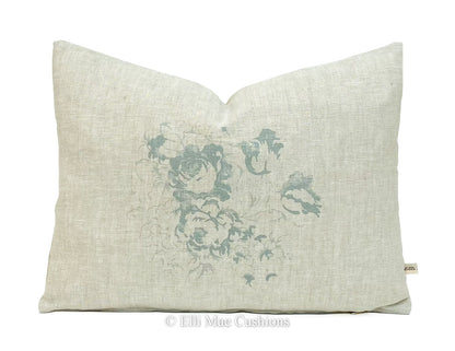 Cabbages and Roses Natural Hatley Shabby Chic Teal Sofa Cushion Pillow Cover