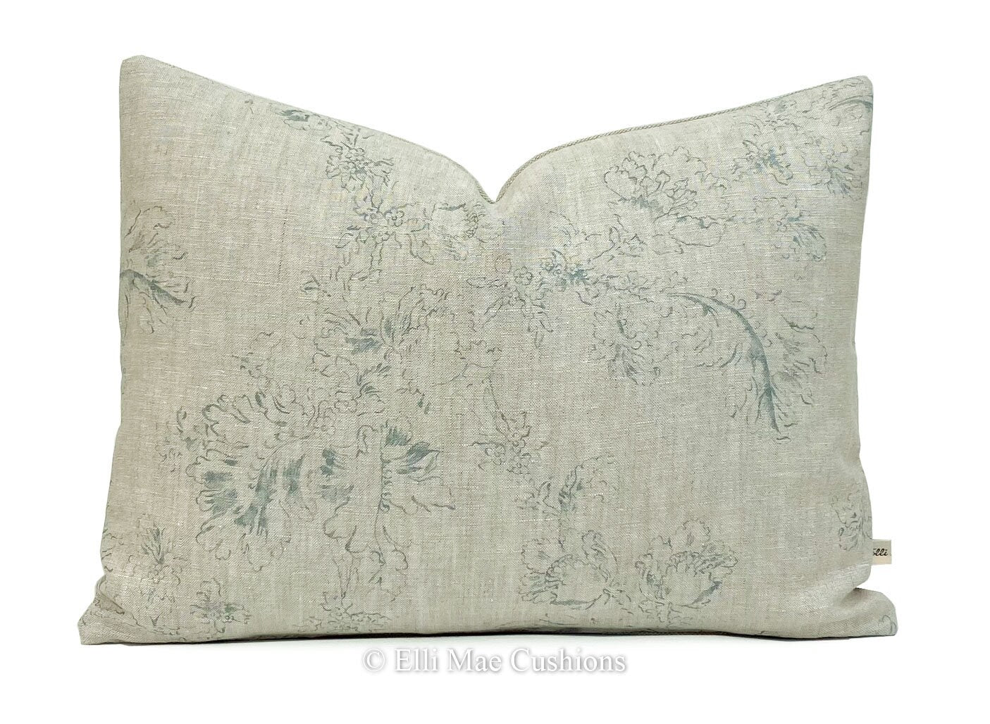 Cabbages and Roses Natural Meggernie Teal Designer Linen Cushion Pillow Cover