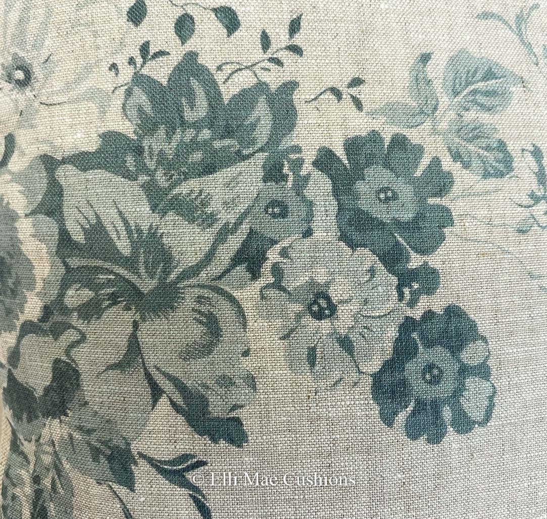 Cabbages and Roses Constance Luxury Designer Linen Teal Shabby Chic Cushion Cover