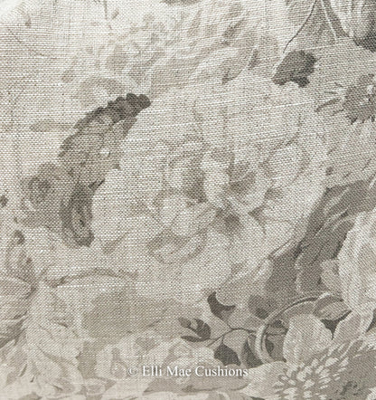 Cabbages and Roses Constance Luxury Designer Linen Charcoal Shabby Chic Cushion Cover