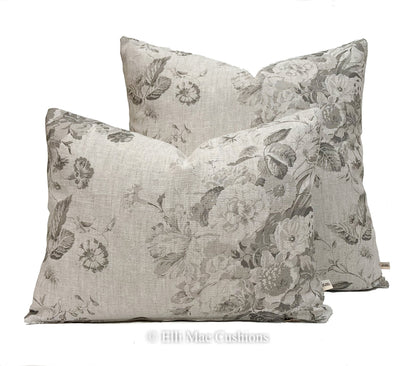 Cabbages and Roses Constance Luxury Designer Linen Charcoal Shabby Chic Cushion Cover