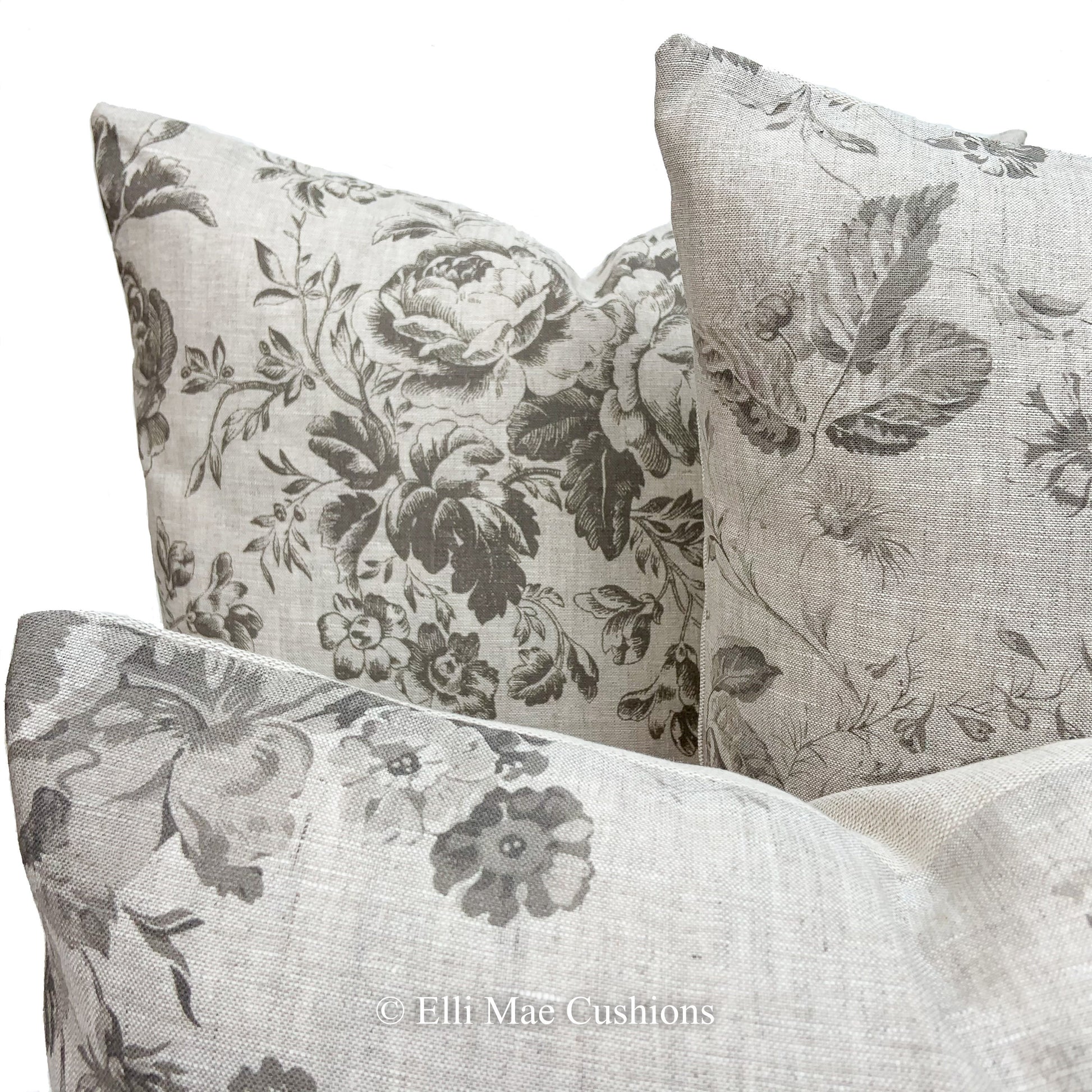 Cabbages and Roses Constance Luxury Designer Linen Charcoal Shabby Chic Cushion Cover