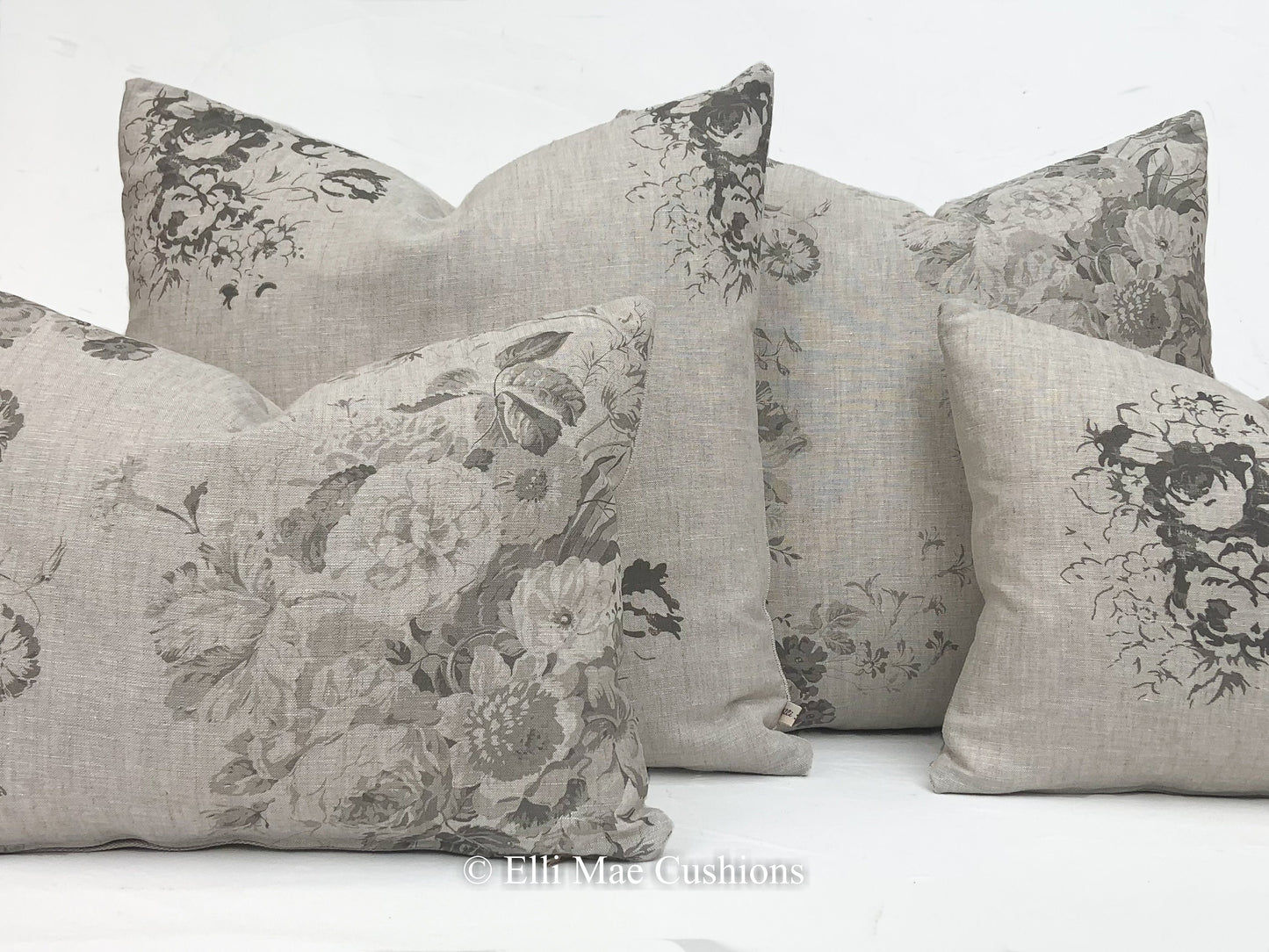 Cabbages and Roses Constance Luxury Designer Linen Charcoal Shabby Chic Cushion Cover