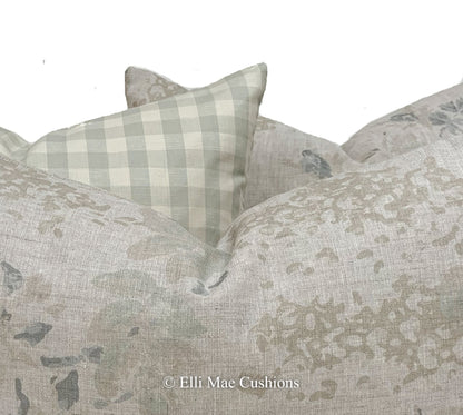 Cabbages and Roses Mary Vintage Designer Linen Fabric Pale Blue Sage Green Cushion Pillow Cover