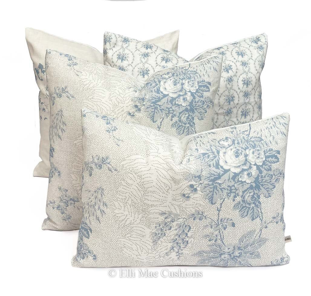 Cabbages and Roses Julia Blue Floral Cushion Pillow Cover