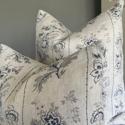Cabbages and Roses India Rose Blue Luxury Designer Vintage Cushion Pillow Cover