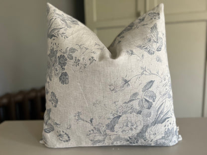 Cabbages and Roses Constance Designer Linen French Blue Vintage Shabby Chic Cushion Cover