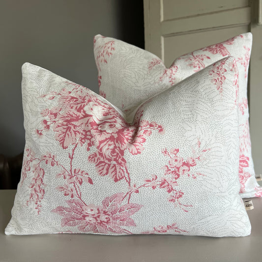 Luxury Designer Cabbages and Roses Charlotte Red Pink Cushion Pillow Cover