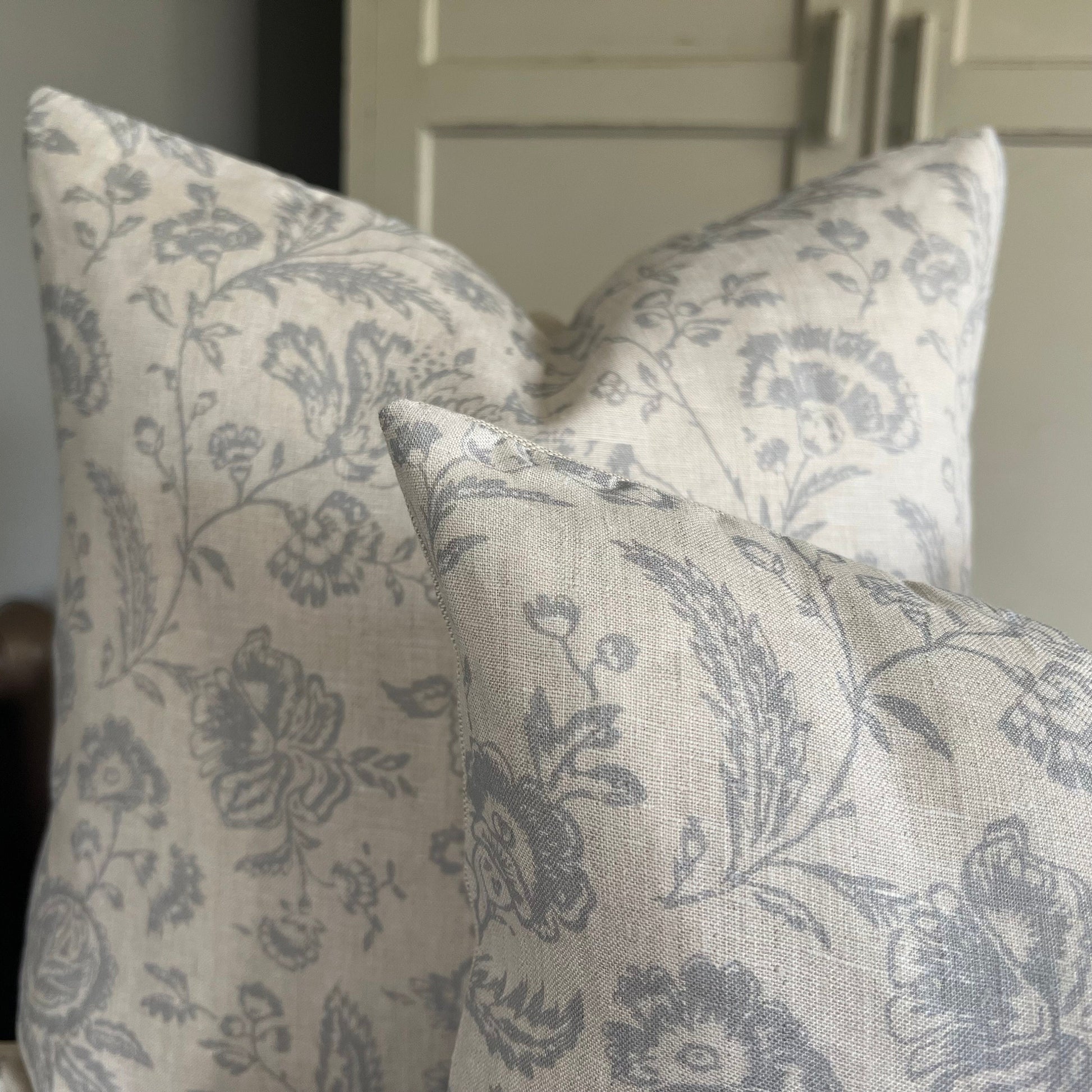 Cabbages and Roses Provence Toile Blue Designer Fabric Cushion Pillow Cover