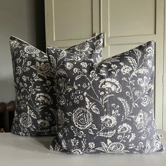 Cabbages and Roses French Toile Charcoal Vintage Shabby Chic Cushion Cover