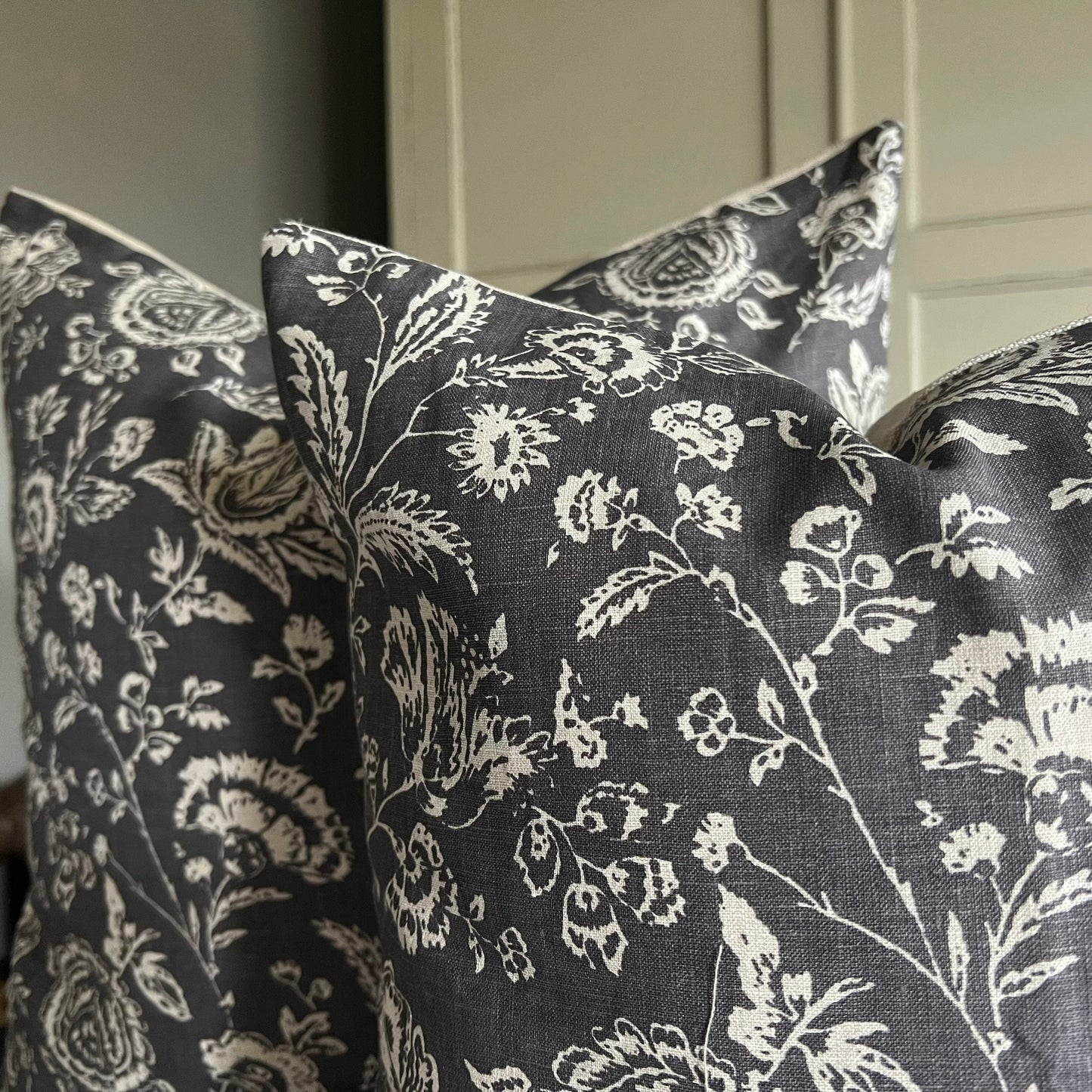 Cabbages and Roses French Toile Charcoal Vintage Shabby Chic Cushion Cover