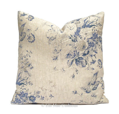 Cabbages and Roses Constance Designer Linen Navy Blue Vintage Shabby Chic Cushion Cover