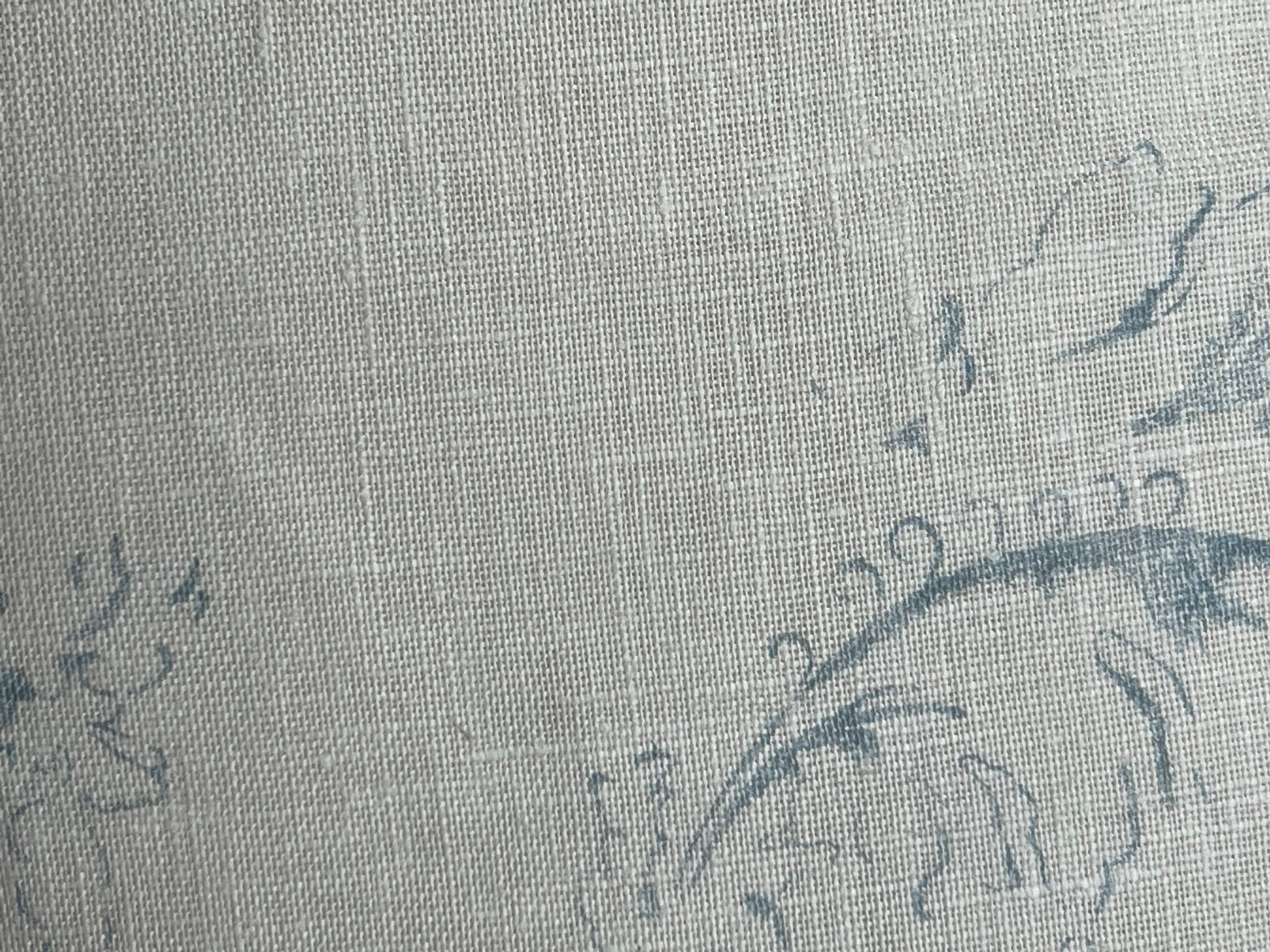 Cabbages and Roses Meggernie Vintage Blue White Linen Designer Cushion Pillow Cover