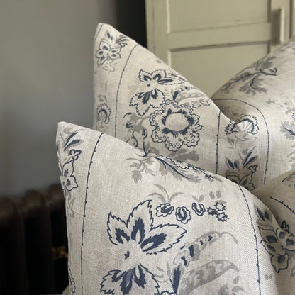 Cabbages and Roses India Rose Blue Luxury Designer Vintage Cushion Pillow Cover