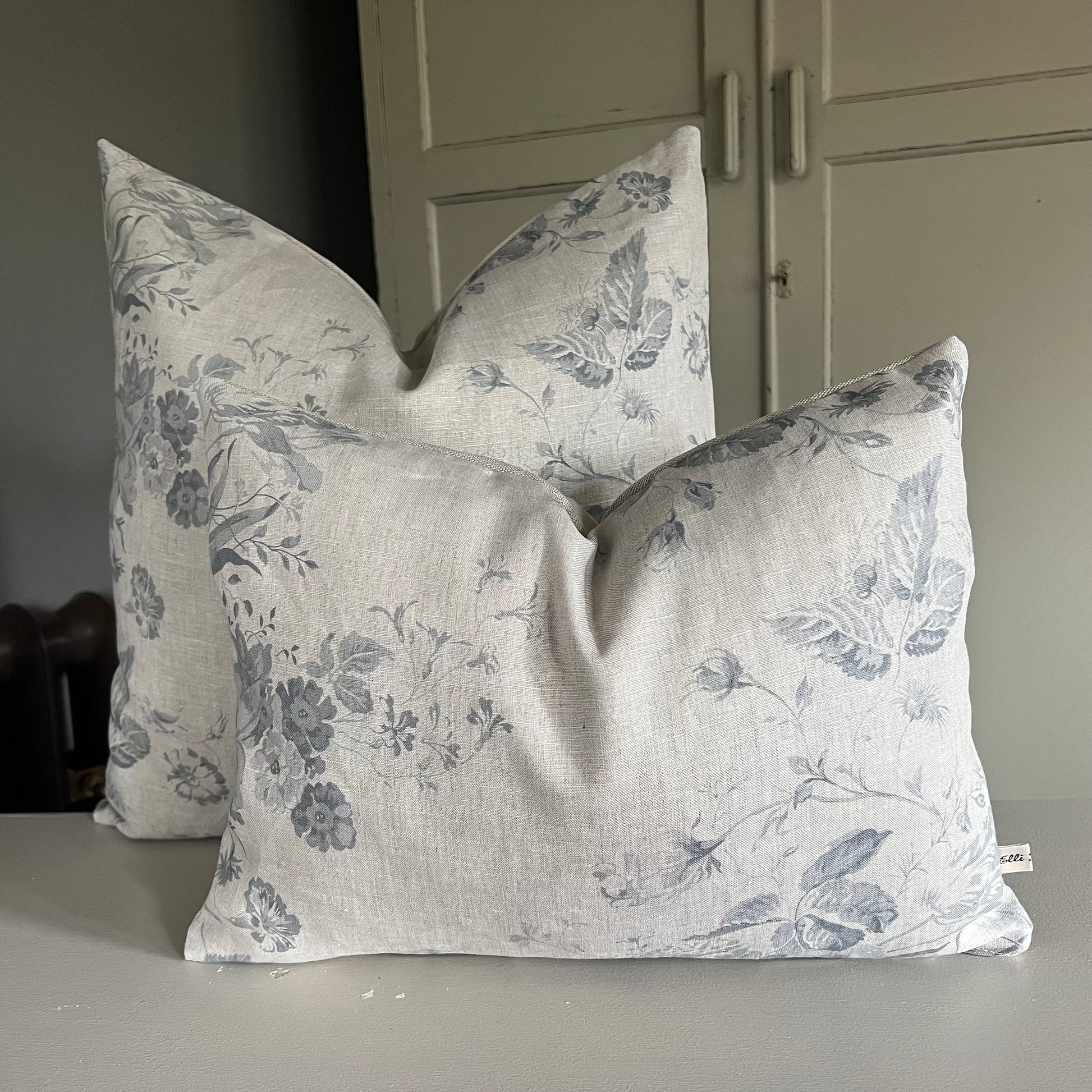 Cabbages and Roses Constance Designer Linen French Blue Vintage Shabby Chic Cushion Cover